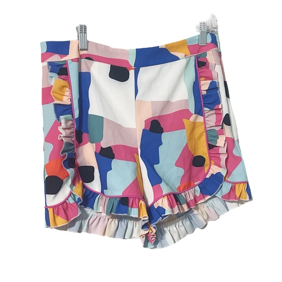 CROSBY by Mollie Burch Pants - Crosby by Mollie Burch Multicolor Abstract Ruffle Shorts Sz M EUC Summer Spring